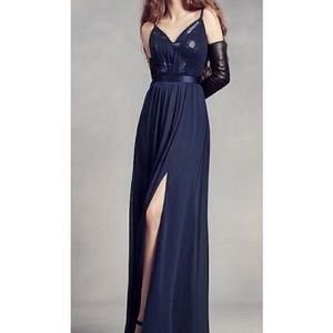 CLOSEOUT White by Vera Wang Midnight Blue Bridesmaid Dress